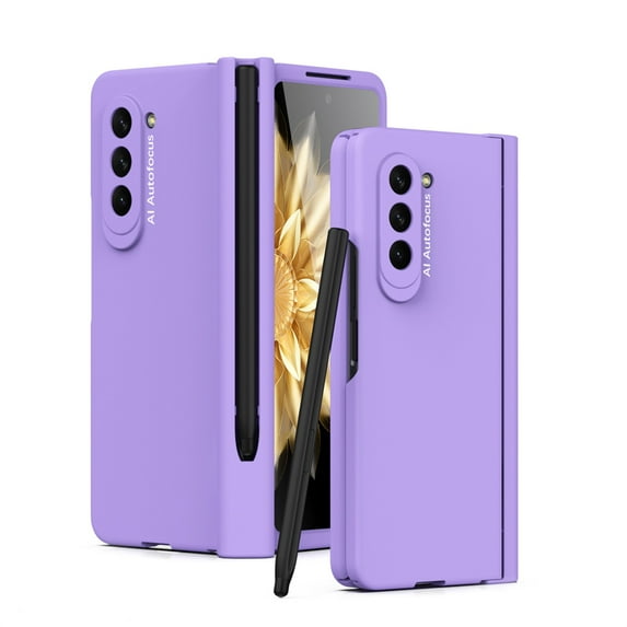 SaniMore for Samsung Galaxy Z Fold 5 Case, Shockproof Armor Hinge Rugged PC Folding Cover for Samsung Z Fold 5 with HD Film Screen Protector Military Grade Protection with S-Pen Stylus, Purple