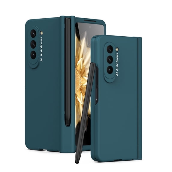 SaniMore for Samsung Galaxy Z Fold 5 Case, Shockproof Armor Hinge Rugged PC Folding Cover for Samsung Z Fold 5 with HD Film Screen Protector Military Grade Protection with S-Pen Stylus, Cyan