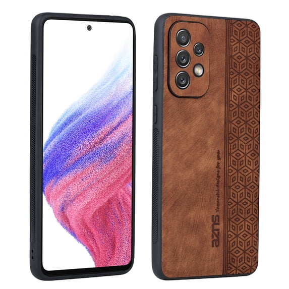 SaniMore for Samsung Gaxaly A53 5G 6.5" Ultra-Thin Embossing Case, Rugged PC Back & TPU Bumpers Anti-Fingerprint Heavy Duty Full Body Protective Case for Samsung A53 5G Women Men, Brown