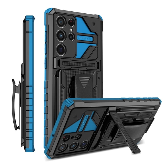 SaniMore for Sansung Galaxy S23 Ultra 6.8" 2023 Case with 360 Degree Rotating Detachable Belt Clip Hidden Bracket Hybird Heavy Duty Protective Drop Resistant Tri-layer Shell for S23 Ultra, Blue