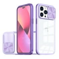 thumbnail image 1 of SaniMore Silde Camera Case for iPhone 15 Pro Max 6.7", Rugged PC & Soft TPU Crystal Clear [Not Yellowing Technology] Shockproof Protective Cover for iPhone 15 Pro Max Women Men, Purple, 1 of 6