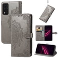 thumbnail image 1 of SaniMore for T-Mobile REVVL V+ 5G 6.8" Wallet Case with Embossed Mandala PU Leather Flip Protection Wrist Strap Credit Card Holder Kickstand Shockproof Case for T-Mobile REVVL V+ 5G, Gray, 1 of 6