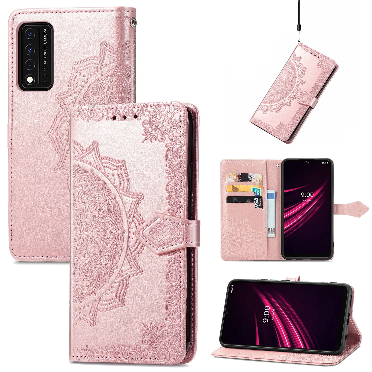 Luxury Leather Wallet Case For T-Mobile REVVL V+ 5G – Magnetic Stand, Card Pocket, Shockproof Folio Cover
