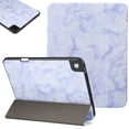 thumbnail image 1 of SaniMore Tri-fold Stand Case for Samsung Galaxy Tab A7 Lite 8.7" 2021 Model (SM-T220/T225), PU Leather Marble Skin Shockproof TPU Back [Auto Wake/Sleep + Pen Holder] Full Protective Shell, Purple, 1 of 8