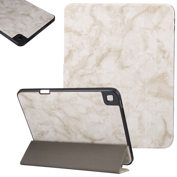 SaniMore Tri-fold Stand Case for Samsung Galaxy Tab A7 Lite 8.7" 2021 Model (SM-T220/T225), PU Leather Marble Skin Shockproof TPU Back [Auto Wake/Sleep + Pen Holder] Full Protective Shell, Gray