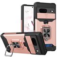 thumbnail image 1 of SaniMore Tri-layer Case for Google Pixel 8A, Rugged PC Back Shockproof TPU Bumper Slide Window 360° Rotating Kickstand/Holder Card Slots Magnetic Car Mount Heavy Duty Protective Cover, Pink, 1 of 7
