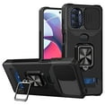 thumbnail image 1 of SaniMore Tri-layer Case for Motorola Moto G 5G 2022, Rugged PC Back Shockproof TPU Bumper Slide Window 360° Rotating Kickstand Card Slots Magnetic Car Mount Heavy Duty Protective Cover, Black, 1 of 8