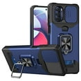 thumbnail image 1 of SaniMore Tri-layer Case for Motorola Moto G 5G 2022, Rugged PC Back Shockproof TPU Bumper Slide Window 360° Rotating Kickstand Card Slots Magnetic Car Mount Heavy Duty Protective Cover, Navy, 1 of 8