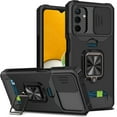 thumbnail image 1 of SaniMore Tri-layer Case for Samsung Galaxy A03S 6.5", Rugged PC Back Shockproof TPU Bumper Slide Window 360° Rotating Kickstand Card Slots Magnetic Car Mount Heavy Duty Protective Case, Black, 1 of 7
