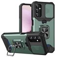 thumbnail image 1 of SaniMore Tri-layer Case for Samsung Galaxy A04E, Rugged PC Back Shockproof TPU Bumper Slide Window 360° Rotating Kickstand/Holder Card Slots Magnetic Car Mount Heavy Duty Protective Case, Darkgreen, 1 of 7