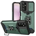 thumbnail image 1 of SaniMore Tri-layer Case for Samsung Galaxy A34 5G, Rugged PC Back Shockproof TPU Bumper Slide Window 360° Rotating Kickstand/Holder Card Slots Magnetic Car Mount Heavy Duty Protective Case, Darkgreen, 1 of 7