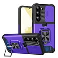 thumbnail image 1 of SaniMore Tri-layer Case for Samsung Galaxy S22 Plus 6.6", Rugged PC Back Shockproof TPU Bumper Slide Window 360° Rotating Kickstand Card Slots Magnetic Car Mount Heavy Duty Protective Case, Purple, 1 of 7
