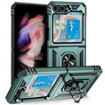 thumbnail image 1 of SaniMore Tri-layer Case for Samsung Galaxy Z Flip 5 6.7" 2023, 360° Rotating Holder/Kickstand Rugged PC Back + TPU Bumper Magnetic Car Mount Anti-fingerprint Heavy Duty Protective Case, Darkgreen, 1 of 8