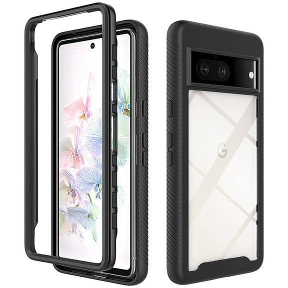 SaniMore Two-layer Cover for Google Pixel 7 6.3" 2022, Rugged PC Backplane Soft TPU Bumper Full Wrap Shockproof Anti-fall Slim Lightweight Fashion Case For Google Pixel 7, Black