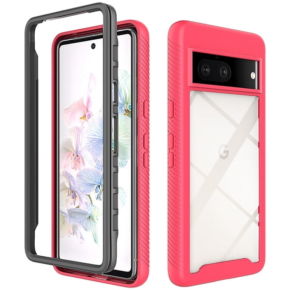 SaniMore Two-layer Cover for Google Pixel 7 6.3" 2022, Rugged PC Backplane Soft TPU Bumper Full Wrap Shockproof Anti-fall Slim Lightweight Fashion Case For Google Pixel 7, Rose