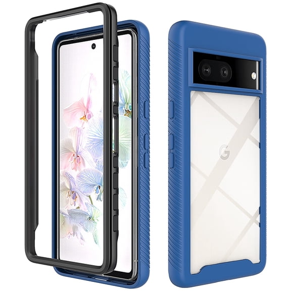 SaniMore Two-layer Cover for Google Pixel 7 6.3" 2022, Rugged PC Backplane Soft TPU Bumper Full Wrap Shockproof Anti-fall Slim Lightweight Fashion Case For Google Pixel 7, Darkblue
