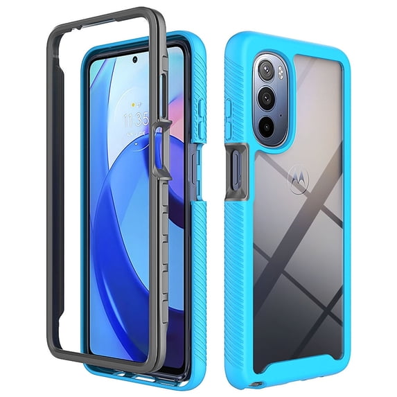 SaniMore Two-layer Cover for Motorola Moto G Stylus 5G(2022) 6.8", Rugged PC Backplane Soft TPU Bumper Full Wrap Shockproof Anti-fall Slim Lightweight Fashion Heavy Duty Protective Case, Lightblue