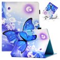 thumbnail image 1 of SaniMore Universal Case for 8.0-8.4 Inch Display Tablet, PU Leather Wallet Case Auto Wake/Sleep Card Slots Dual Viewing Angles Full Protective Case for All Kinds of 8.0-8.4 inch Tablet, Blue Butterfly, 1 of 7