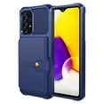 thumbnail image 1 of SaniMore Versatile Case for Samsung Galaxy A73 5G 6.7" 2022, Rugged PC Shell Leather Button Flip Card Pocket Stand Feature Magnetic Car Mount Shockproof Anti-drop Heavy Duty Protective Case, Darkblue, 1 of 7