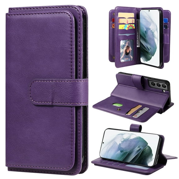 SaniMore Versatile Case for Samsung Galaxy S23 6.1" 2023, Durable PU Leather Case Card Slots Flip Kickstand Magnetic Closure Anti-drop Shockproof Full Protective Wallet Business Case, Purple