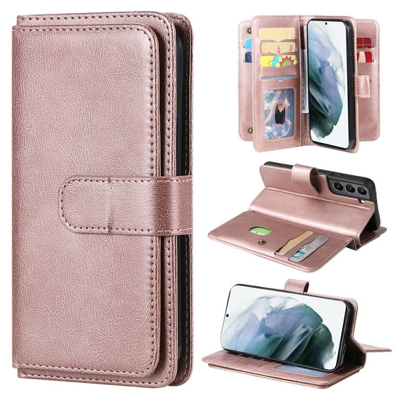 SaniMore Versatile Case for Samsung Galaxy S23 FE 6.4" 2023, Durable PU Leather Case Card Slots Flip Kickstand Magnetic Closure Anti-drop Shockproof Full Protective Wallet Business Cover, Rosegold