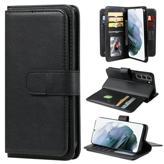 SaniMore Versatile Case for Samsung Galaxy S23 FE 6.4" 2023, Durable PU Leather Case Card Slots Flip Kickstand Magnetic Closure Anti-drop Shockproof Full Protective Wallet Business Cover, Black