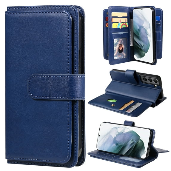 SaniMore Versatile Case for Samsung Galaxy S24 2024, Durable PU Leather Case Card Slots Flip Kickstand Magnetic Closure Anti-drop Shockproof Full Protective Wallet Business Cover, Darkblue