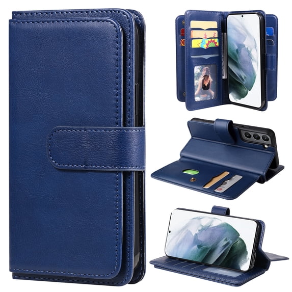 SaniMore Versatile Case for Samsung Galaxy S24 Plus, Durable PU Leather Case Card Slots Flip Kickstand Magnetic Closure Anti-drop Shockproof Full Protective Wallet Business Cover, Darkblue