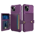 thumbnail image 1 of SaniMore Versatile Case for iPhone 15 Plus 6.7" 2023, Rugged PC Shell PU Leather Button Flip Card Pocket Stand Feature Car Magnetic Mount Shockproof Anti-drop Heavy Duty Protective Cover, Purple, 1 of 7