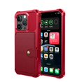 thumbnail image 1 of SaniMore Versatile Case for iPhone 15 Pro 6.1" 2023, Rugged PC Shell PU Leather Button Flip Card Pocket Stand Feature Car Magnetic Mount Shockproof Anti-drop Heavy Duty Protective Cover, Red, 1 of 5