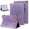 thumbnail image 1 of SaniMore Wallet Case for Amazon Fire Max 11 11.0" 2023, PU Leather Case Embossed Tree Shockproof TPU Shell Card Slots Pen Holder Hand Rope Anti-slip Strip Kickstand Case, Purple, 1 of 9
