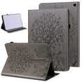 thumbnail image 1 of SaniMore Wallet Case for Amazon Fire Max 11 11.0" 2023, PU Leather Case Embossed Tree Shockproof TPU Shell Card Slots Pen Holder Hand Rope Anti-slip Strip Kickstand Case, Gray, 1 of 9