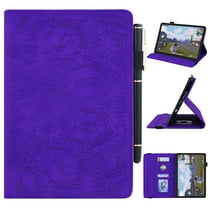 SaniMore Wallet Case for Amazon Fire Max 11 11.0" Released 2023, PU Leather Case with Embossed Sunflower Shockproof TPU Shell Card/Pen Holder Hand Rope Anti-slip Kikstand Tablet Cover, Purple