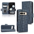 thumbnail image 1 of SaniMore Wallet Case for Google Pixel 7 6.3" 2022, Glitter PU Leather Case Triangle Pattern Card Slots Cash Pocket Kickstand Removeable Wrist Strip All-around Protective Magnetic Case, Blue, 1 of 10