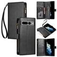 thumbnail image 1 of SaniMore Wallet Case for Google Pixel 7 Pro, RFID Blocking PU Leather Zipper Handbag Purse Flip Cover, Kickstand Folio Case with Card Slot Wrist Strap Lanyard for Google Pixel 7 Pro, Black, 1 of 7