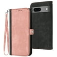 thumbnail image 1 of SaniMore Wallet Case for Google Pixel 7A 6.1" 2023, Retro PU Leather Case Card Slots Cash Pocket Kickstand Removeable Lanyard Shockproof Anti-fall Full Protective Magnetic Cover, Pink, 1 of 9