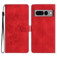 thumbnail image 1 of SaniMore Wallet Case for Google Pixel 8 Pro 6.7" 2023, PU Leather Embossed Flower Shockproof [Card Slots + Cash Pocket + Removeable Wrist Strap] Kickstand Full Protective Business Shell, Red, 1 of 11