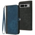 thumbnail image 1 of SaniMore Wallet Case for Google Pixel 8 Pro 6.7" 2023, Retro PU Leather Card Slots Cash Pocket Kickstand Removeable Lanyard Shockproof Anti-fall Full Protective Magnetic Cover, Blue, 1 of 9