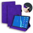 thumbnail image 1 of SaniMore Wallet Case for Lenovo Tab M10 10.1 inch 3rd Generation TB-328F, PU Leather Embossed Sunflower Shockproof TPU Shell Card/Pen Holder Hand Rope Anti-slip Kickstand Tablet Cover, Purple, 1 of 12