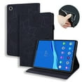 thumbnail image 1 of SaniMore Wallet Case for Lenovo Tab M10 10.1 inch 3rd Generation TB-328F, PU Leather Embossed Sunflower Shockproof TPU Shell Card/Pen Holder Hand Rope Anti-slip Kickstand Tablet Cover, Black, 1 of 13
