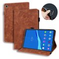 thumbnail image 1 of SaniMore Wallet Case for Lenovo Tab M10 Plus 3rd Gen 10.6 inch 2022 TB-125F/128F, PU Leather Embossed Sunflower Shockproof TPU Shell Card/Pen Holder Hand Rope Anti-slip Kickstand Tablet Cover, Brown, 1 of 14