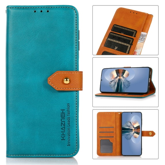 SaniMore Wallet Case for Samsung Galaxy A15 2023, Wear-resistant PU Leather Case Card Slots Cash Pocket Kickstand Shockproof Anti-fall Full Body Protective Magnetic Case for Galaxy A15, Blue
