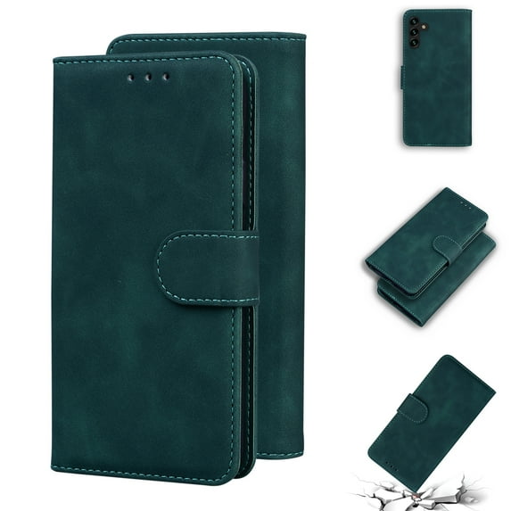 SaniMore Wallet Case for Samsung Galaxy A34 5G 6.5 inch, Magnetic Clasp Flip Kickstand Luxury PU Leather Cover Built-in Cash & Card Slots RFID Blocking for Samsung A34 5G, Green