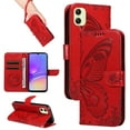 thumbnail image 1 of SaniMore Wallet Case for Samsung Galaxy A54 5G, PU Leather Embossed Butterfly Flip Folio Cover Card Holder [Kickstand][Wrist Strap] All Arpund Protective Shockproof Shell, Red, 1 of 18