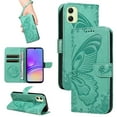 thumbnail image 1 of SaniMore Wallet Case for Samsung Galaxy A54 5G, PU Leather Embossed Butterfly Flip Folio Cover Card Holder [Kickstand][Wrist Strap] All Arpund Protective Shockproof Shell, Green, 1 of 18