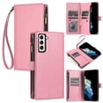 thumbnail image 1 of SaniMore Wallet Case for Samsung Galaxy S22 Plus, RFID Blocking PU Leather Zipper Handbag Purse Flip Cover, Kickstand Folio Case with Card Slot Wrist Strap Lanyard for Samsung S22 Plus, Pink, 1 of 7