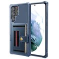 thumbnail image 1 of SaniMore Wallet Case for Samsung Galaxy S22 Ultra 6.8" 2022 Release, PC Back Shell PU Leather RFID Blocking Card Slot Hand Rope Shockproof Anti-drop Hybird Cover, Darkblue, 1 of 6