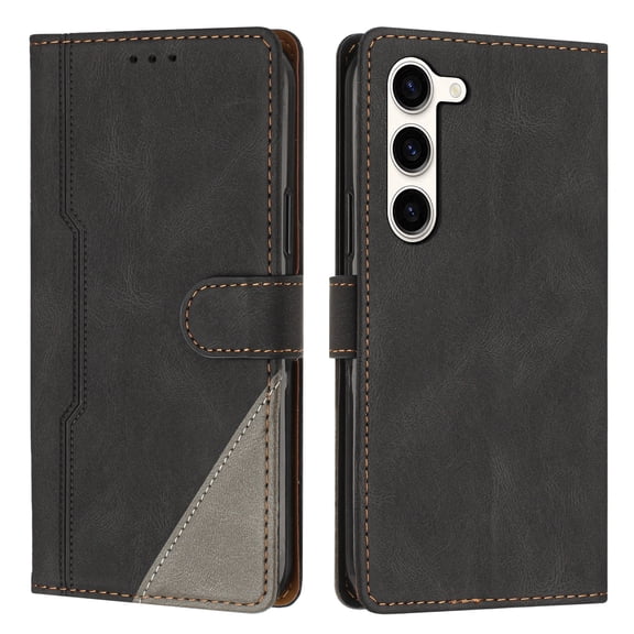 SaniMore Wallet Case for Samsung Galaxy S23, Magnetic PU Leather [RFID Blocking] Card Slot Wrist Strap Folio Cover with Kickstand & Wireless Charging TPU Shockproof Interior Cover, Black