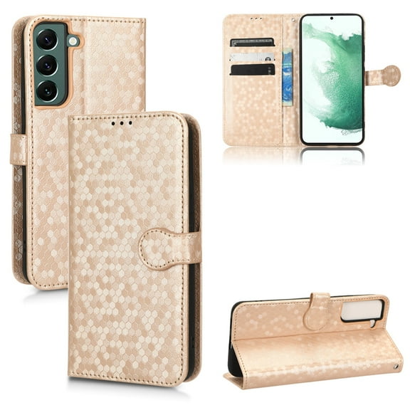 SaniMore Wallet Case for Samsung Galaxy S23 Plus 6.6" 2023, Glitter PU Leather Case Polka Dot Card Slots Cash Pocket Kickstand Removeable Wrist Strip Magnetic Clasp All-around Protective ShellRosegold