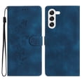 thumbnail image 1 of SaniMore Wallet Case for Samsung Galaxy S23 Plus 6.6" 2023, PU Leather Embossed Flower Shockproof [Card Slots + Cash Pocket + Removeable Wrist Strap] Kickstand Full Protective Business Shell, Darkblue, 1 of 11